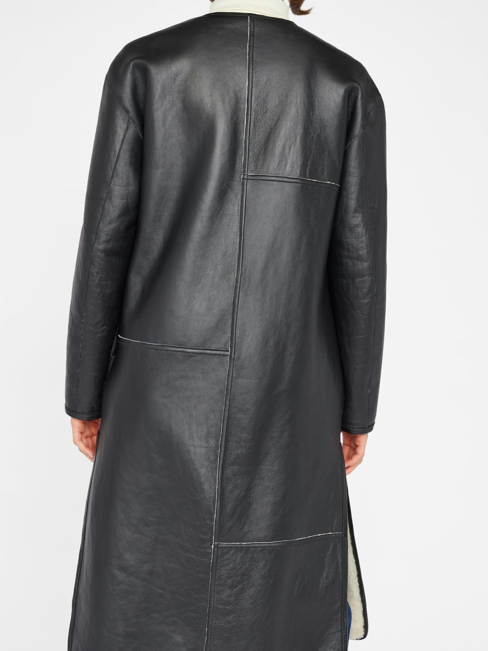 coat leather back view